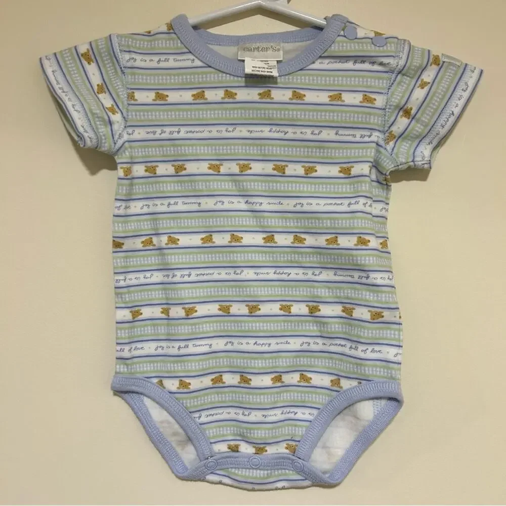 NWOT Carter's Vintage Just One Year 2 Piece Bear Blue Boy Outfit Size 3-6 Months